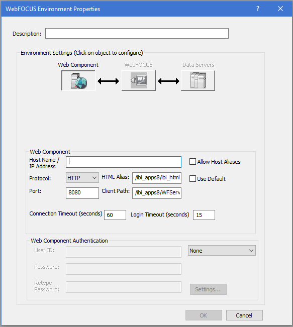 WebFOCUS Environment Properties dialog box