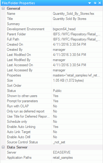 File/Folder Properties panel