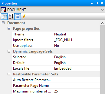 Properties panel showing Dynamic Language Sets group