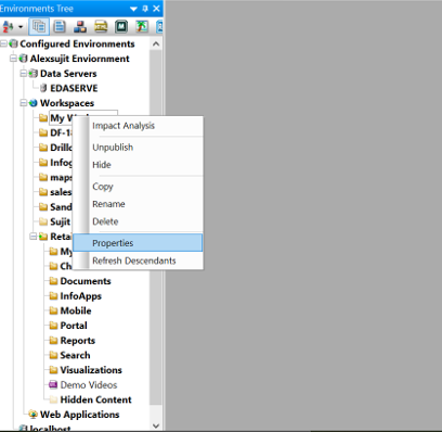 Environments Tree with tabbed handles