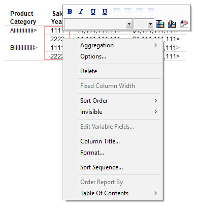 Image showing Styling toolbar above shortcut menu