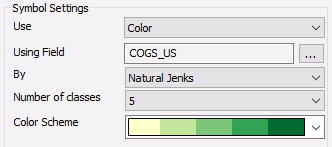 Symbol Settings using Color and the Natural Jenks scheme