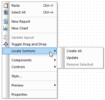Right-click menu showing Locale Sections