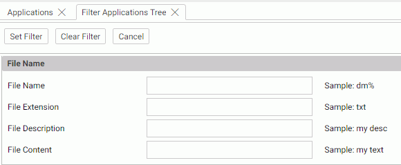 Filter Applications Tree by File Name