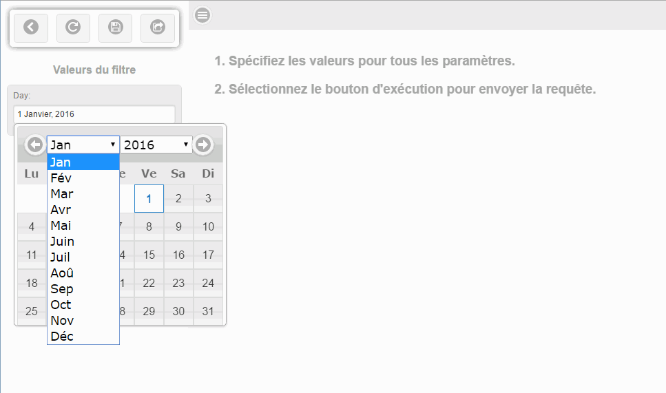 Calendar control in French