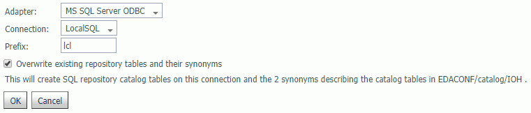 Create New SQL Repository window