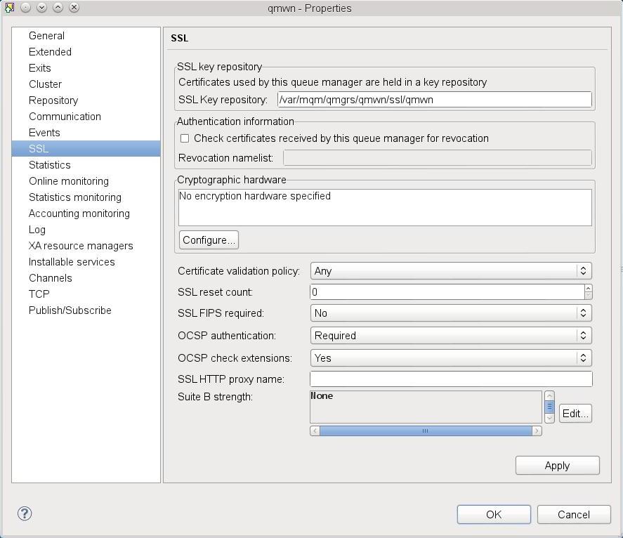 Configuring the Queue Manager to Use Generated Keystore