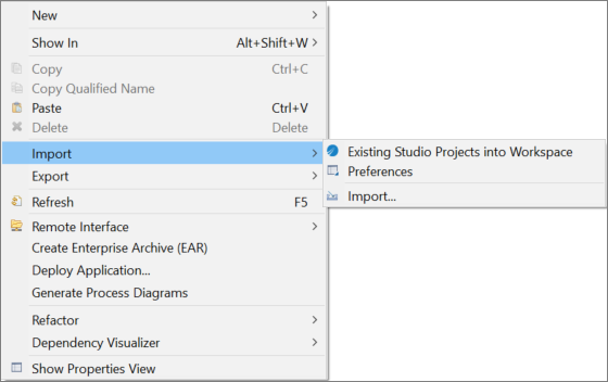 Import Option on Right-clicking Project Explorer 
      