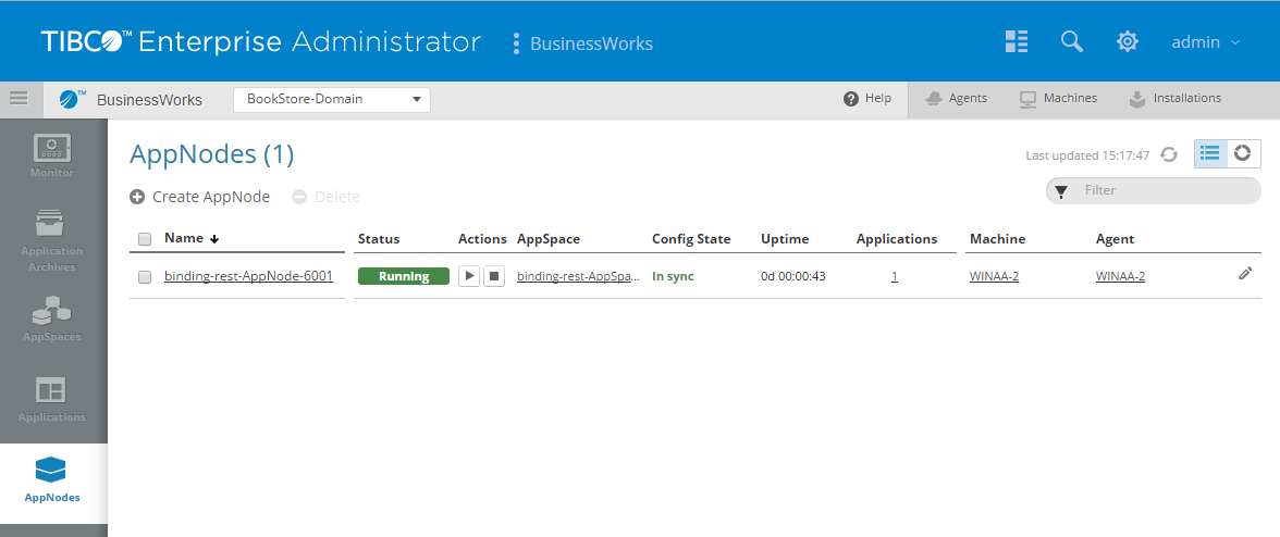 Screenshot van Tibco Enterprise Administrator software.