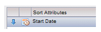 The dialog shows start date in descending order. In other words a blue arrow pointing down.