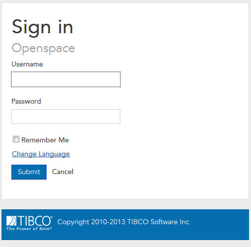 The Openspace Login dialog