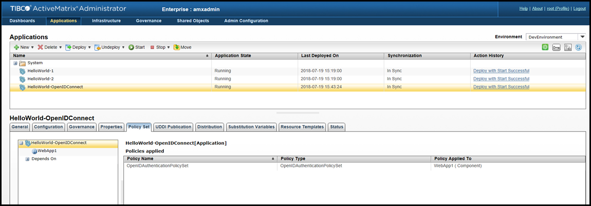 Policy Set Tab