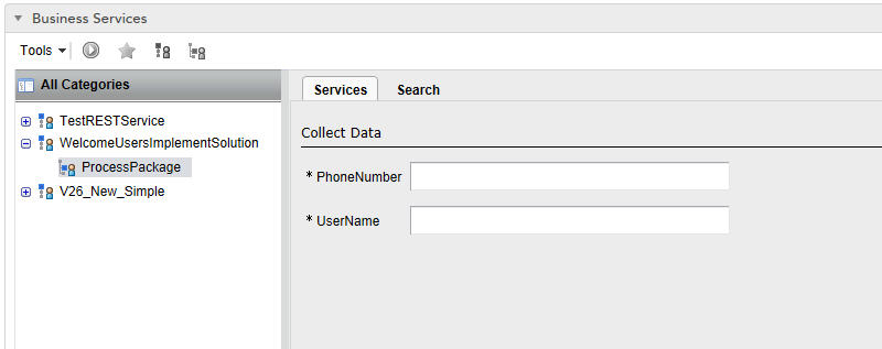 The dialog displays the first task in a business service