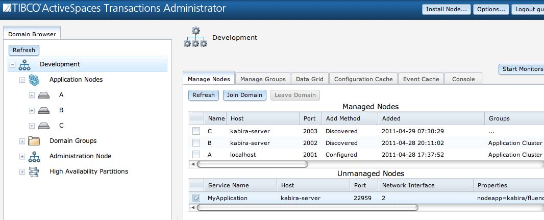 Adding installed node to domain