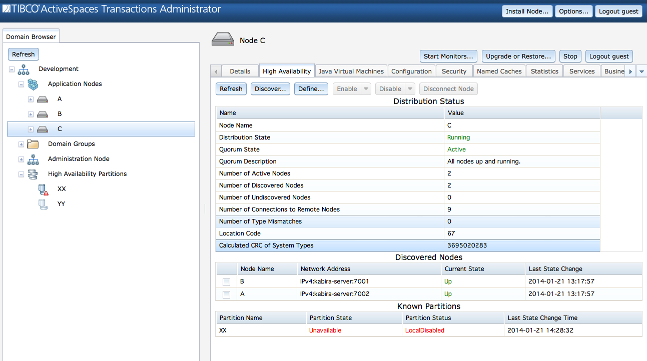 Disabling partitions on a node