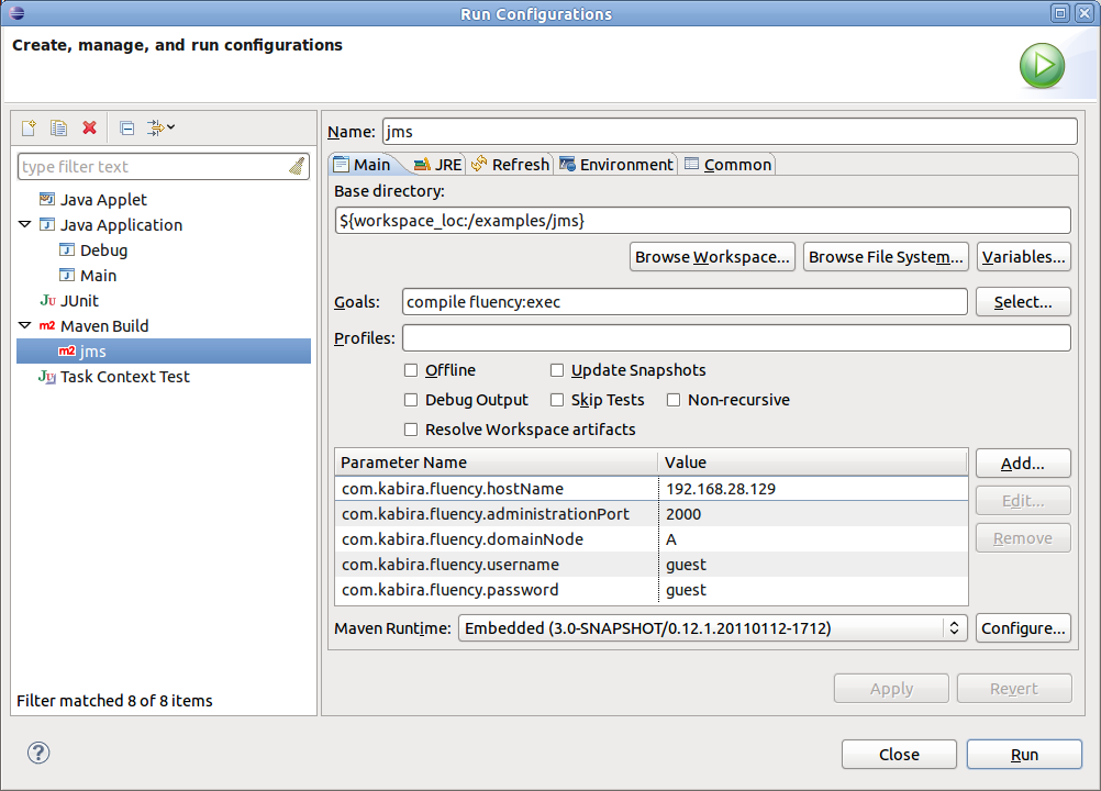 Run Configurations - jms