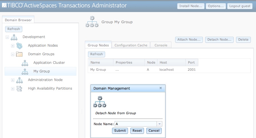 Detaching a node from a group