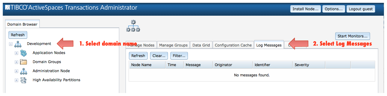 Accessing the log message cache