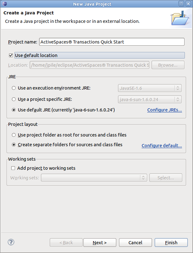 Creating the TIBCO ActiveSpaces® Transactions Quick Start project