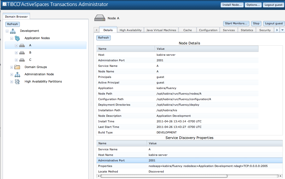 Node details display