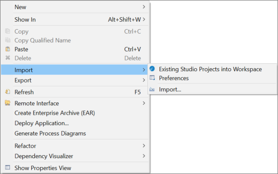 Import Option on Right-clicking Project Explorer