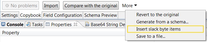 Insert Slack Byte Items button