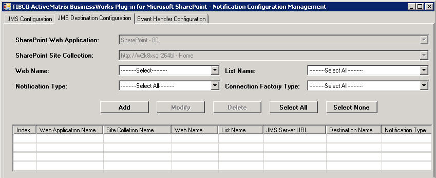 Configuring Destination Tables