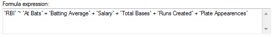 Formula expression for RBI analysis
