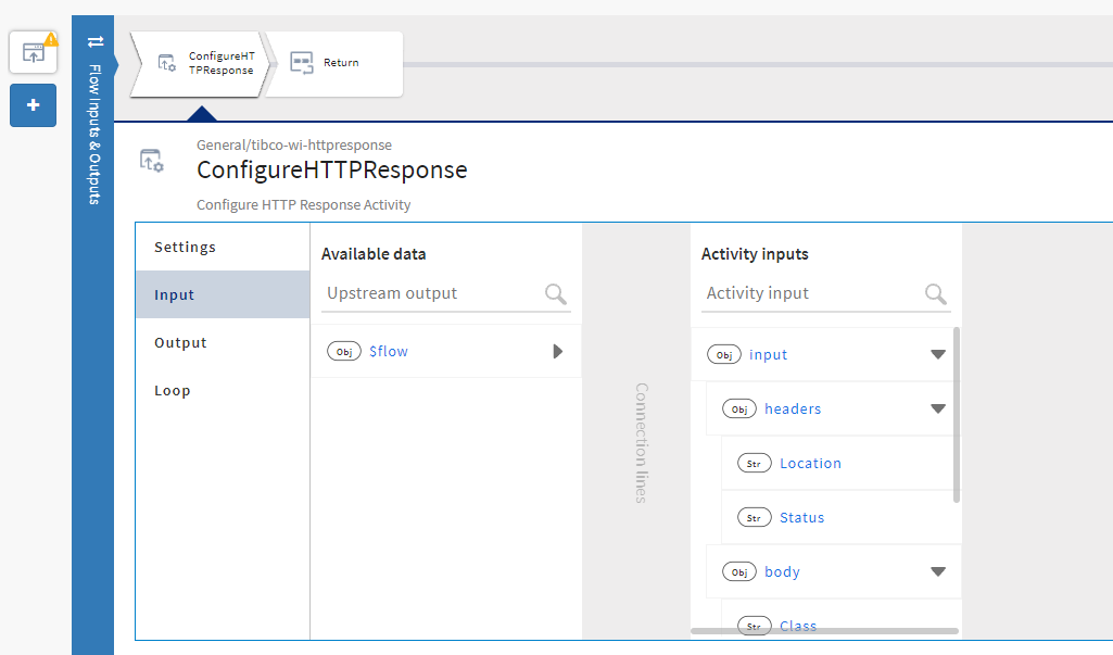 Screenshot of Input of ConfigureHTTPResponse activity. 
    