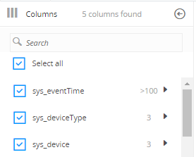Full view of columns panel