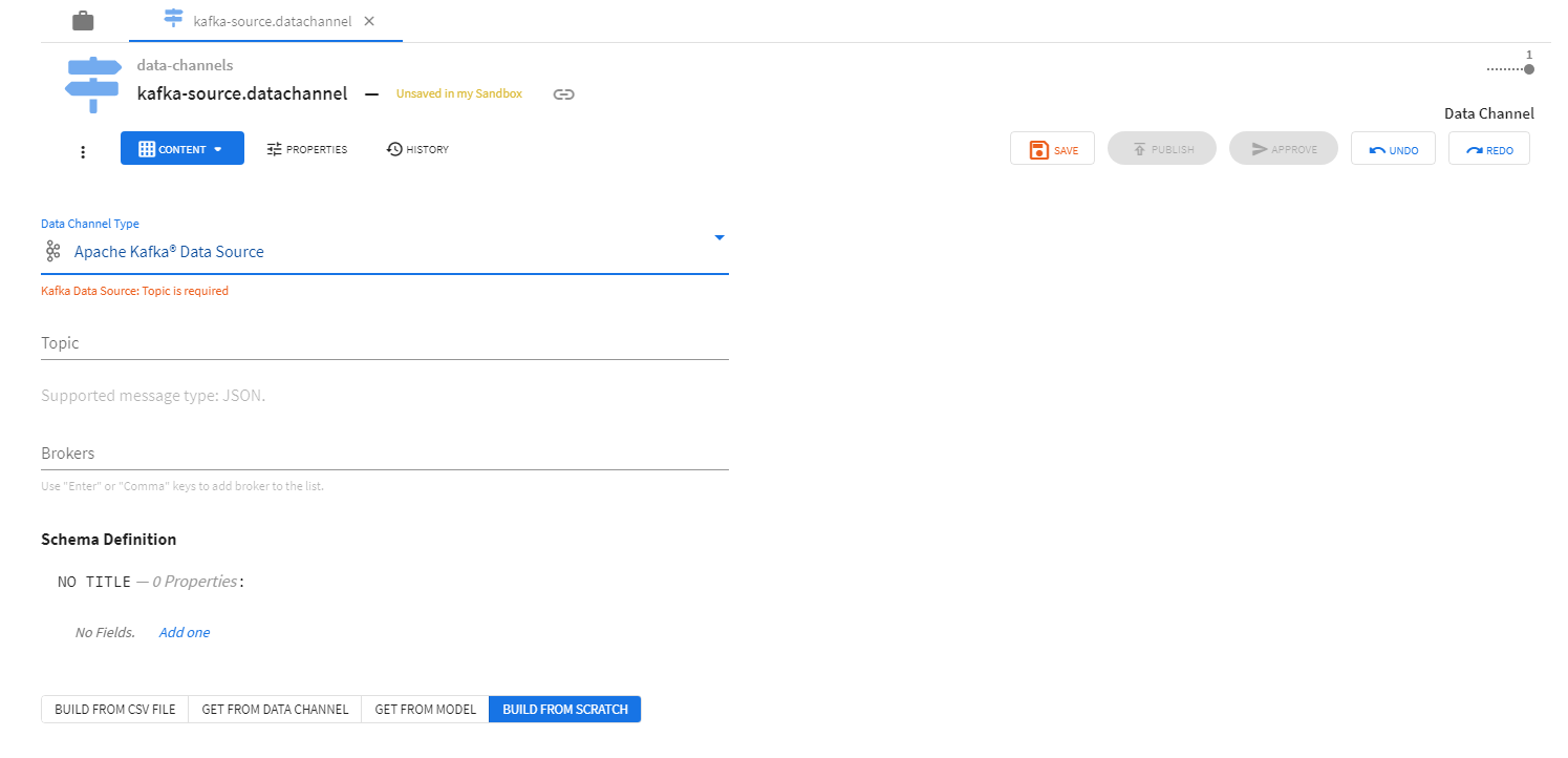 Data channel creation example