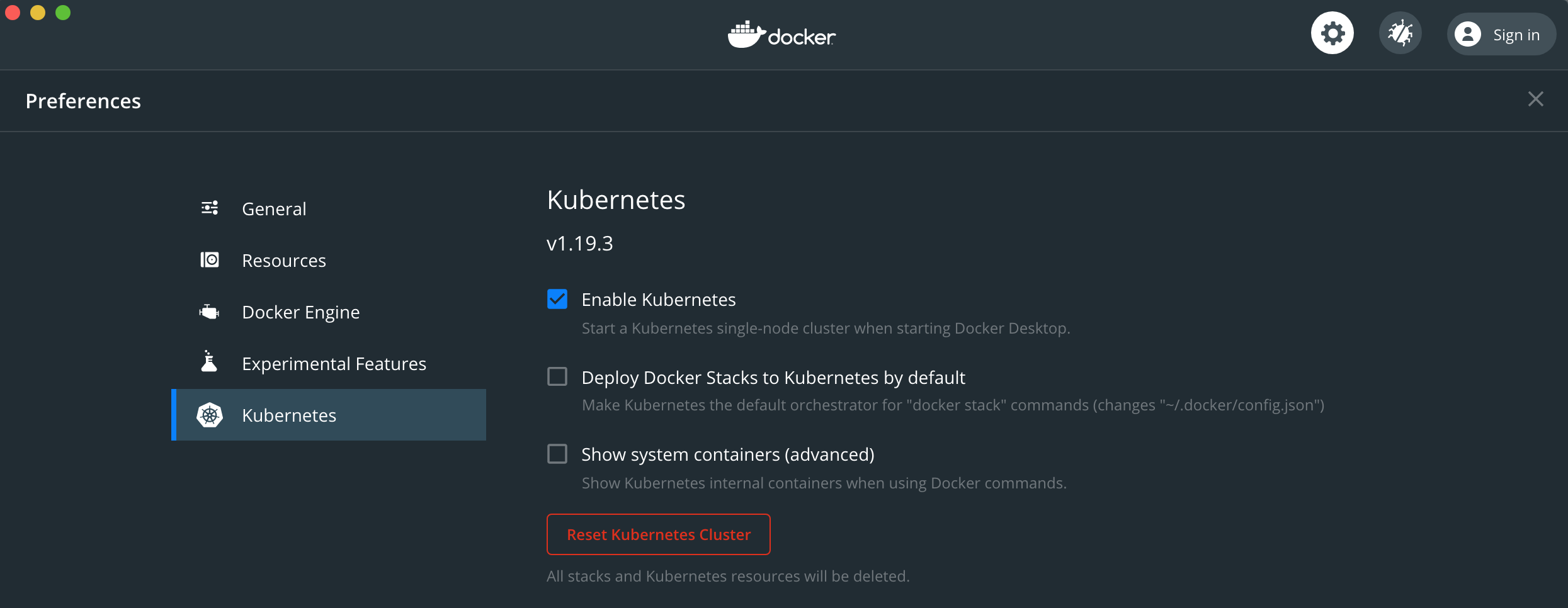 Kubernetes Preference