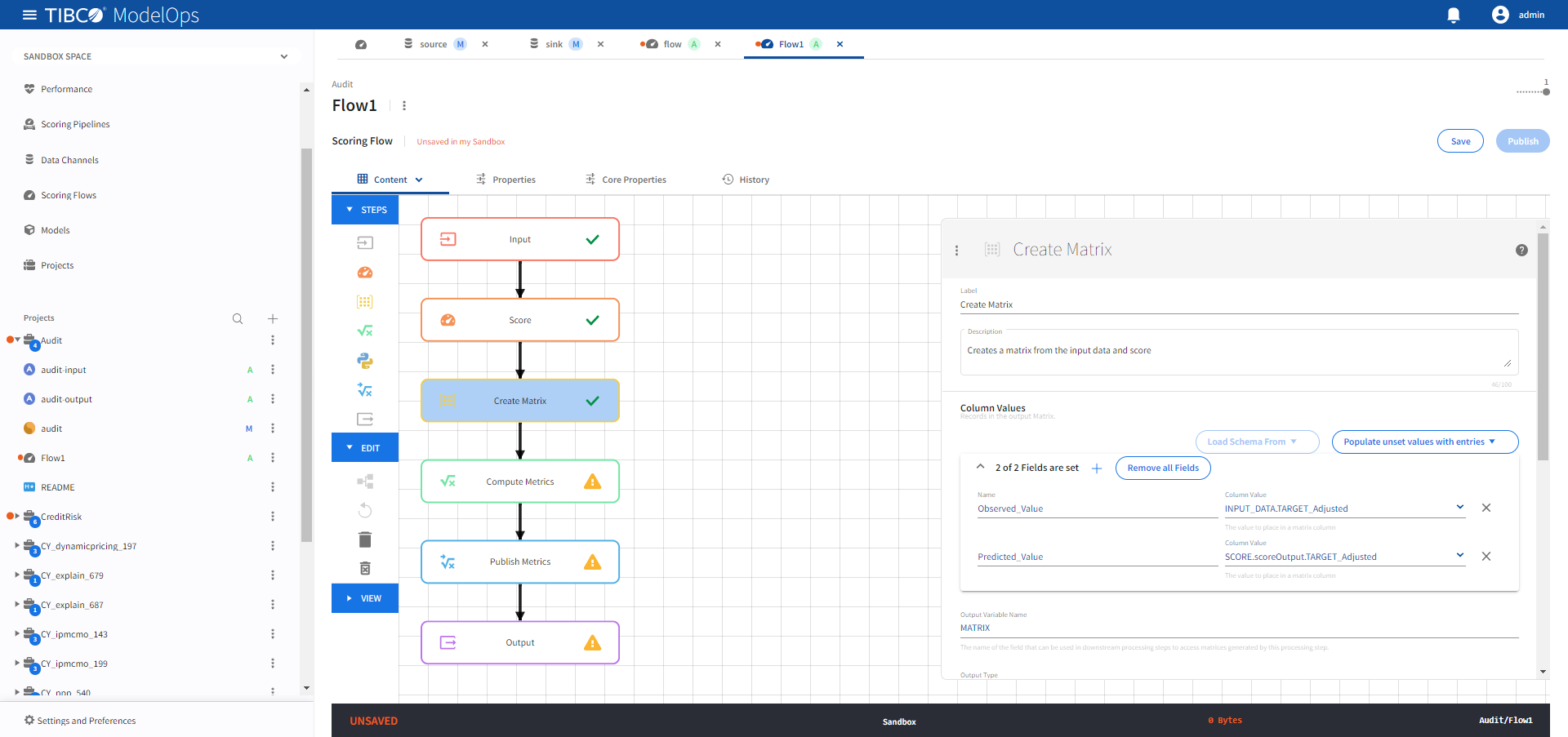 TIBCO® ModelOps Documentation – Working with Scoring Flows and Pipelines