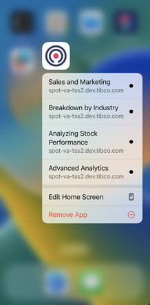 3D touch results showing available menu.