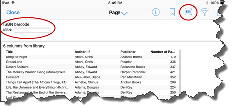 Capture d'écran iOS d'analyse avec lecteur et données de code à barres