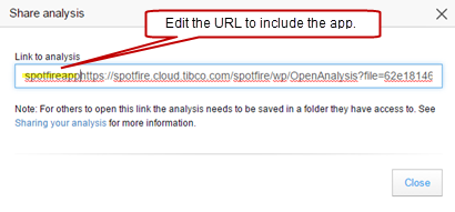sharing analysis prefix for opening in mobile app