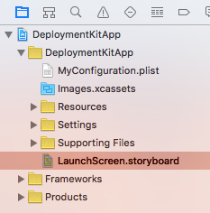folder LaunchScreen.storyboad in the DeploymentKitApp