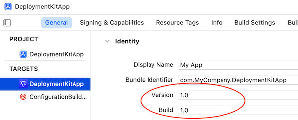 version and build numbers
