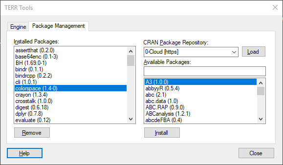 Terr Scripts TERR Tools - Details on Package Management
