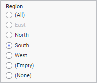 Using radio button filters