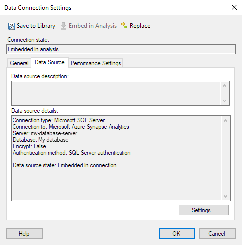 Details on Data Connection Settings – Data Source