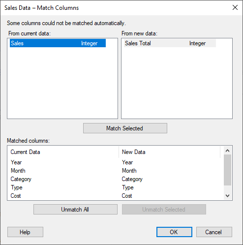 Details on Replace Data – Match Columns