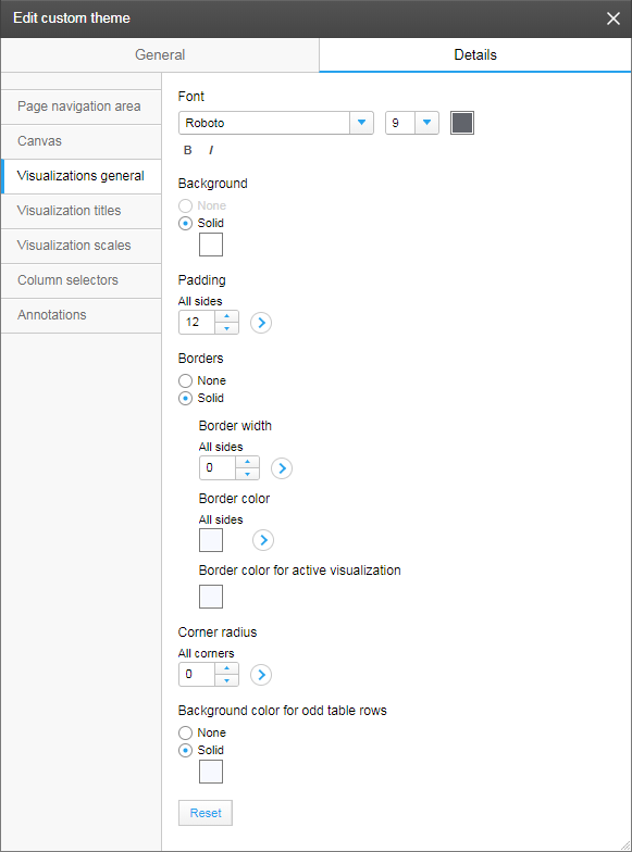 Custom theme settings