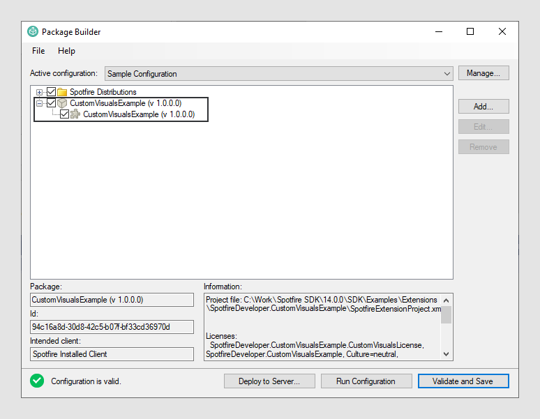 Selecting the extension to package