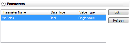 Screen capture of the information link parameters tab