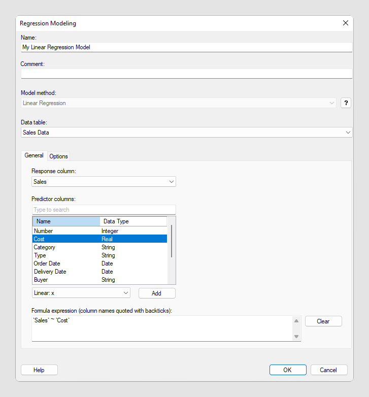 Process Models Regression Creating a regression model