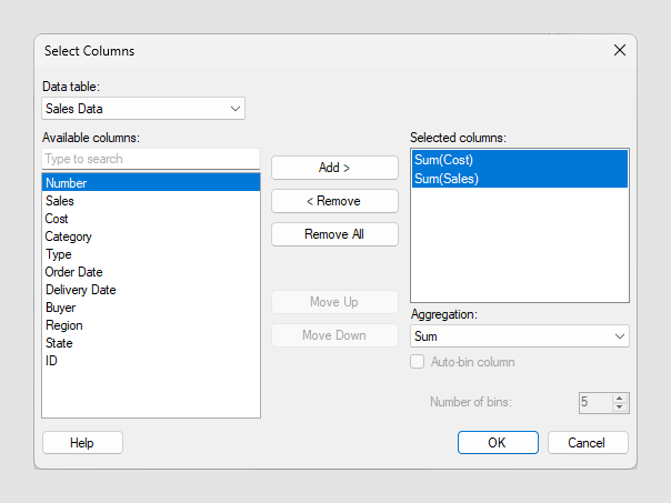 Selecting multiple columns