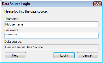Data Source Login dialog