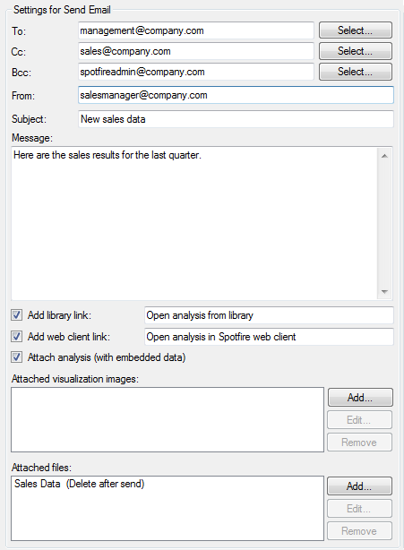 Send Email dialog