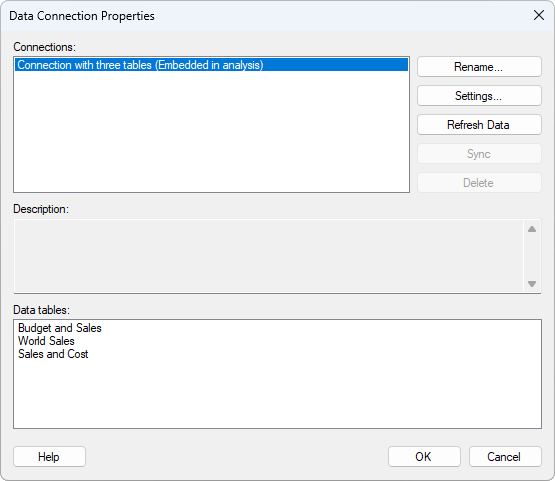 Details on Data Connection Properties dialog